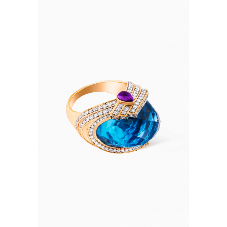 Damas - Turban Blue Topaz & Diamond Ring in 18kt Rose Gold