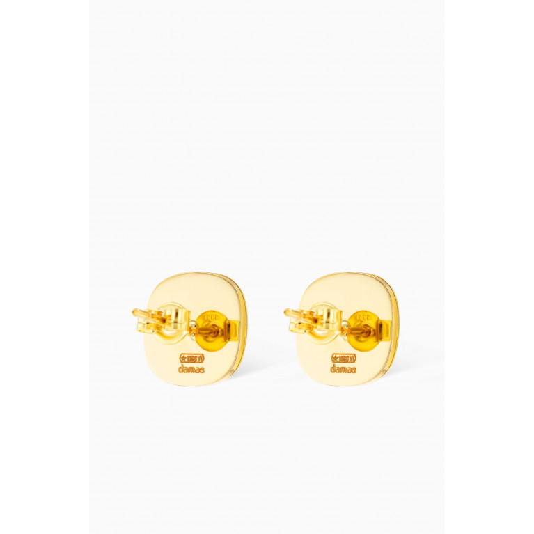 Damas - Amelia Magical Dusk Mother of Pearl Big Square Stud Earrings in 18kt Yellow Gold