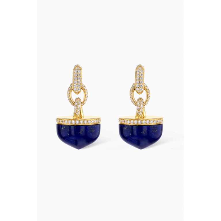 Damas - Dome Majesty Lapis Lazuli & Diamond Earrings in 18kt Yellow Gold