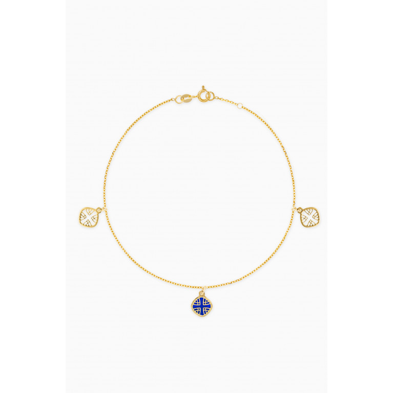 Damas - Amelia Espańa Mother of Pearl Three Motifs Anklet in 18kt Yellow Gold