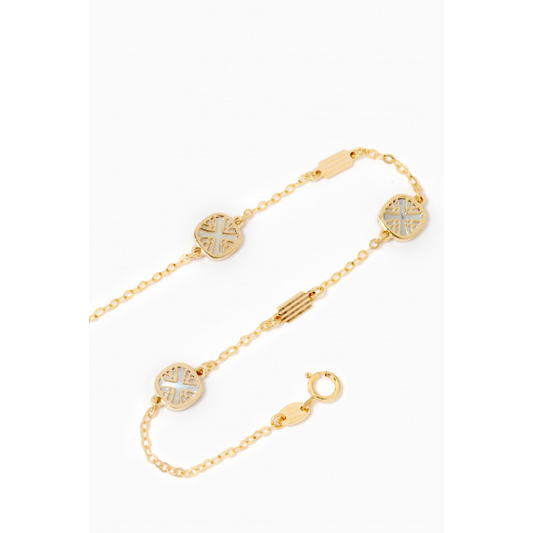 Damas - Amelia Andalusia Mother of Pearl Three Motifs Bracelet in 18kt Yellow Gold