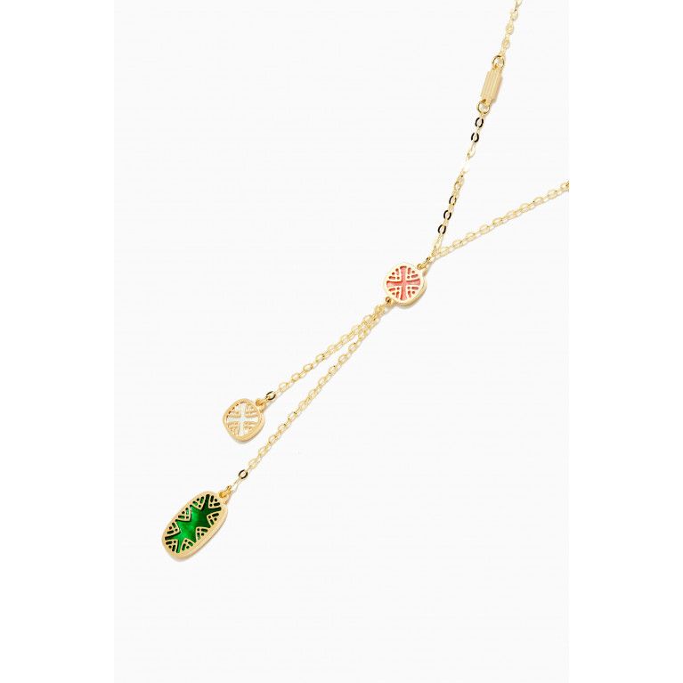Damas - Amelia Alhambra Palace Mother of Pearl Two Tassels Necklace in 18kt Yellow Gold