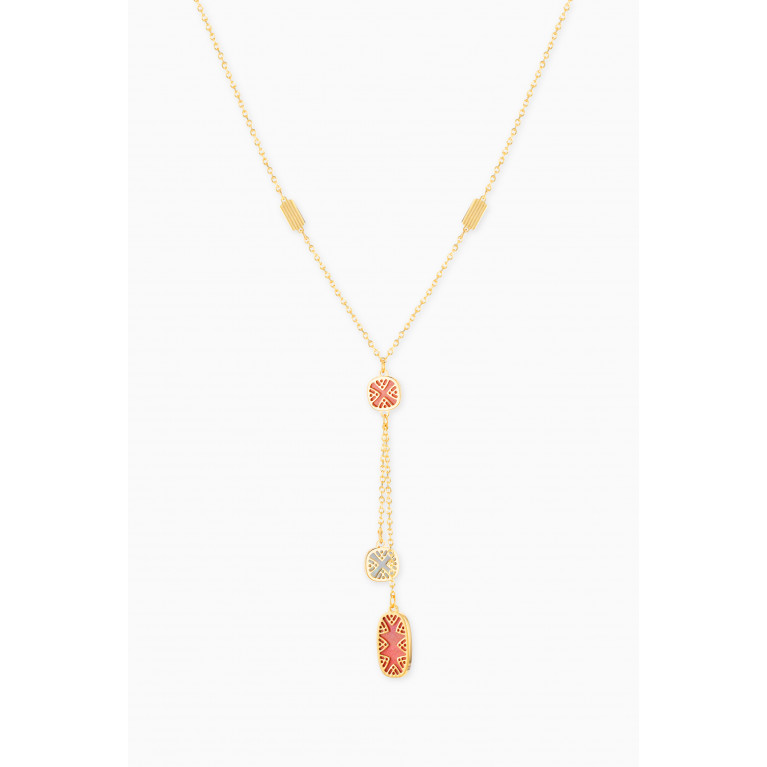 Damas - Amelia Alhambra Palace Mother of Pearl Two Tassels Necklace in 18kt Yellow Gold