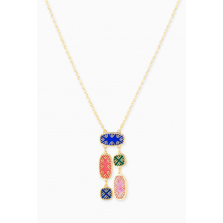 Damas - Amelia Granada Mother of Pearl Double Sided Five Motifs Necklace in 18kt Yellow Gold