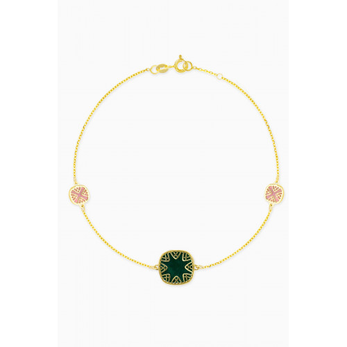 Damas - Amelia Espańa Mother of Pearl Double Sided Three Motif Bracelet in 18kt Yellow Gold