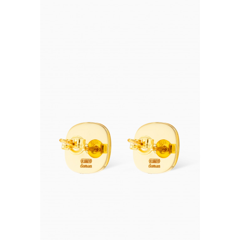 Damas - Amelia Alhambra Mother of Pearl Big Square Stud Earrings in 18kt Yellow Gold