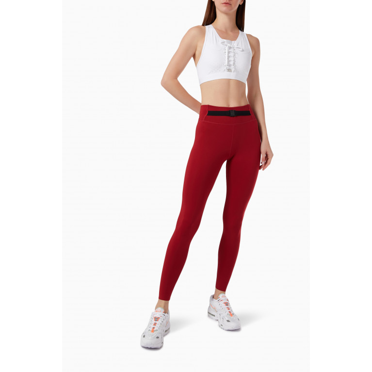 Nike - Dri-FIT One Luxe Buckle Mid-Rise Leggings in Recycled Polyester Burgundy