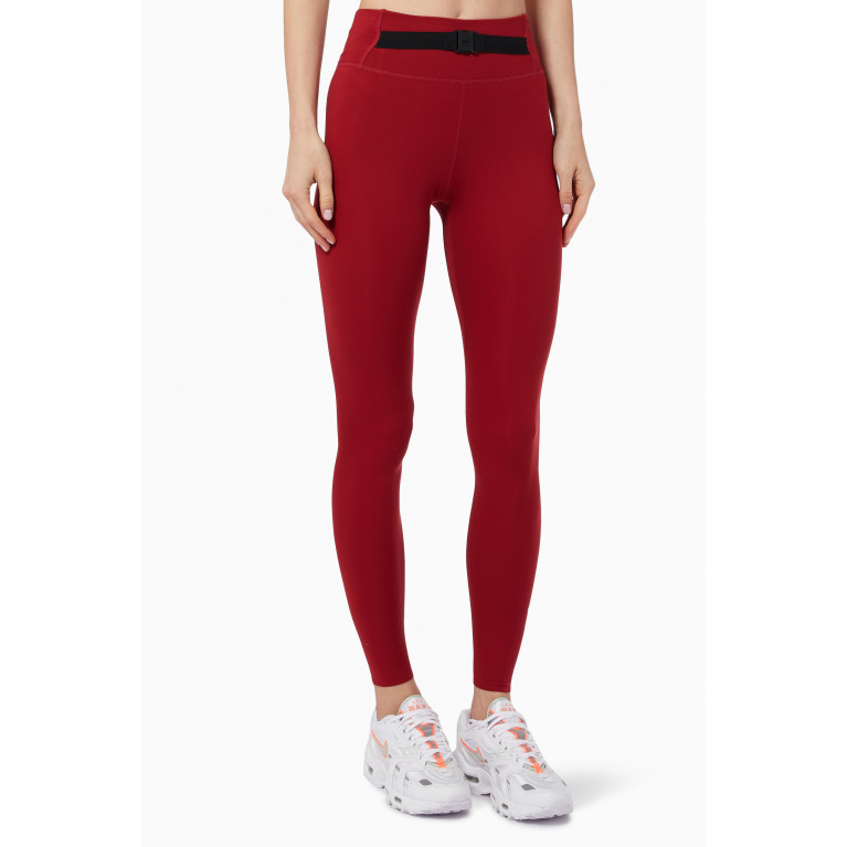 Nike - Dri-FIT One Luxe Buckle Mid-Rise Leggings in Recycled Polyester Burgundy