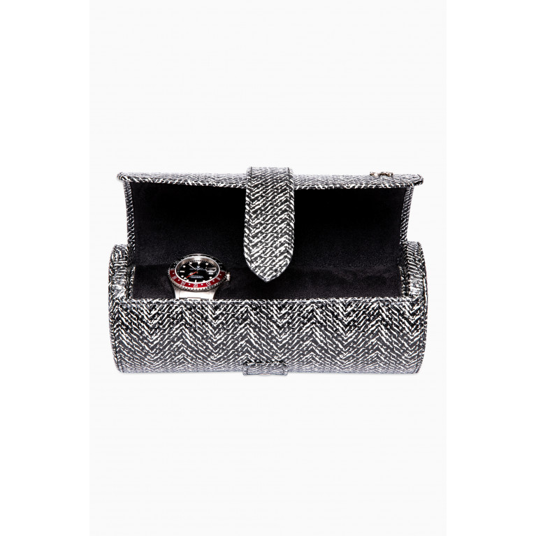 Rapport - Marlow Three Watch Roll in Snakeskin-embossed Leather