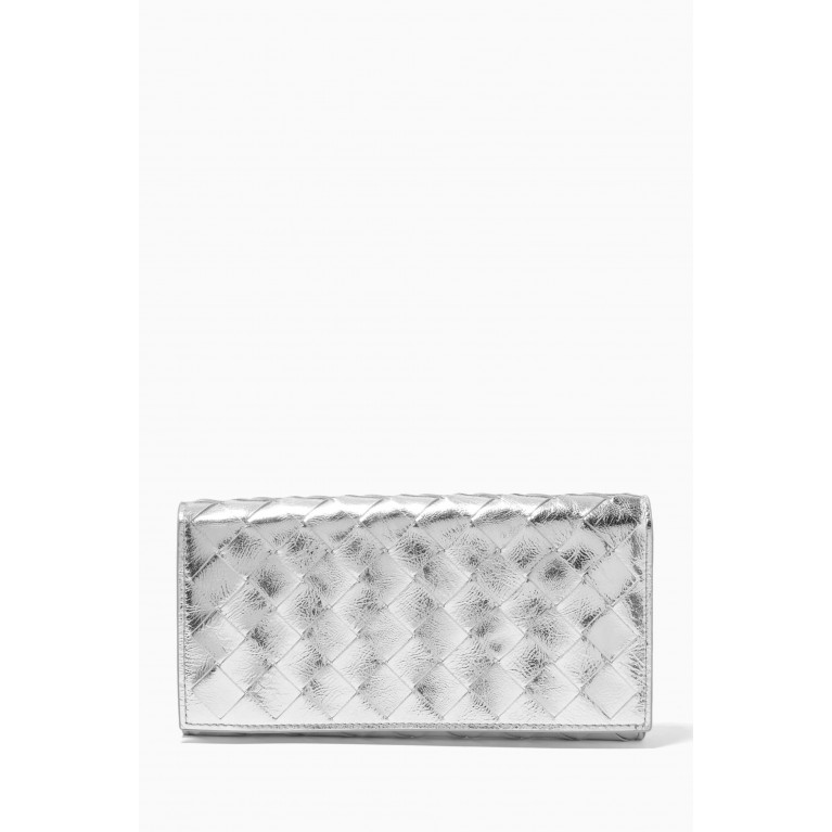 Bottega Veneta - Flap Wallet in Intrecciato Metallic Nappa