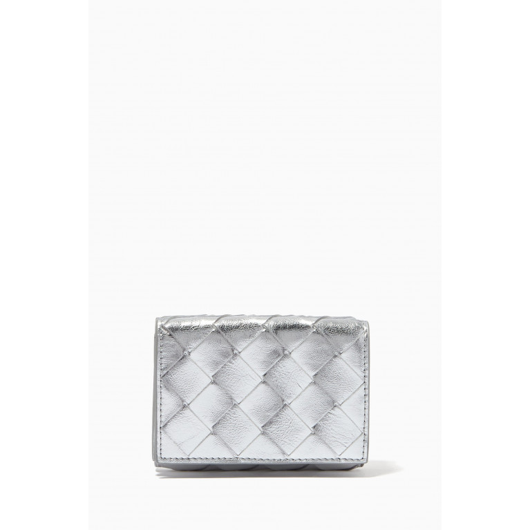 Bottega Veneta - Tiny Tri-fold Wallet in Intrecciato Metallic Nappa