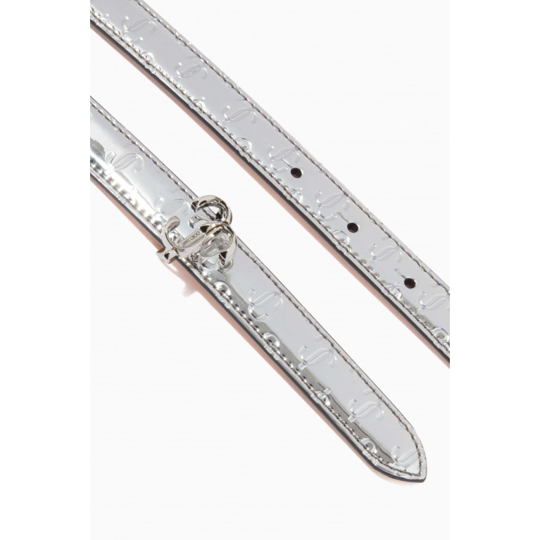 Jimmy Choo - Felisa JC Monogram Belt in Metallic Leather