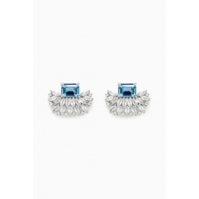 CZ by Kenneth Jay Lane - CZ Crown Stud Earrings Blue