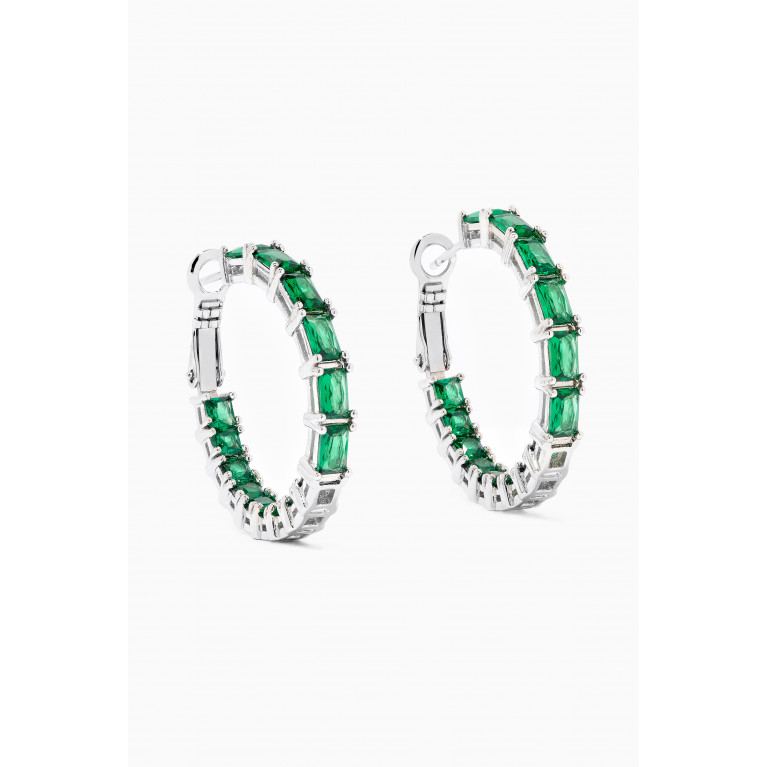 CZ by Kenneth Jay Lane - Emerald Hoop Earrings Green