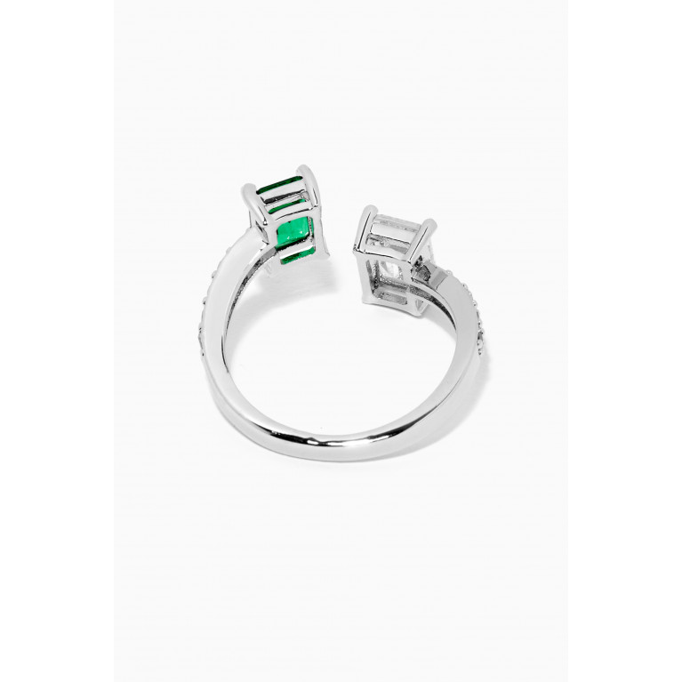 CZ by Kenneth Jay Lane - CZ Pavé Double Emerald Open Ring Green