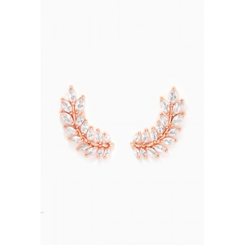 CZ by Kenneth Jay Lane - Curved Leaf Marquise CZ Earrings