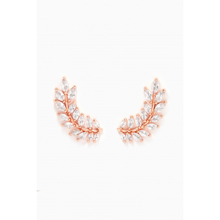 CZ by Kenneth Jay Lane - Curved Leaf Marquise CZ Earrings