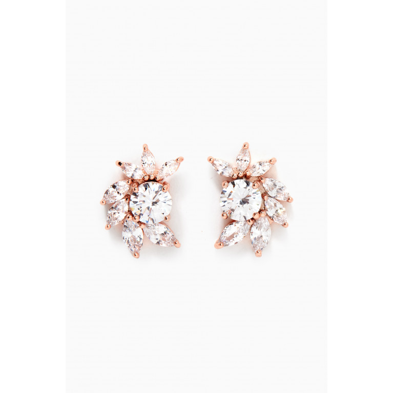 CZ by Kenneth Jay Lane - CZ Marquise Curved Stud Earrings Rose Gold