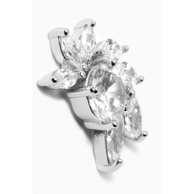 CZ by Kenneth Jay Lane - CZ Marquise Curved Stud Earrings Silver