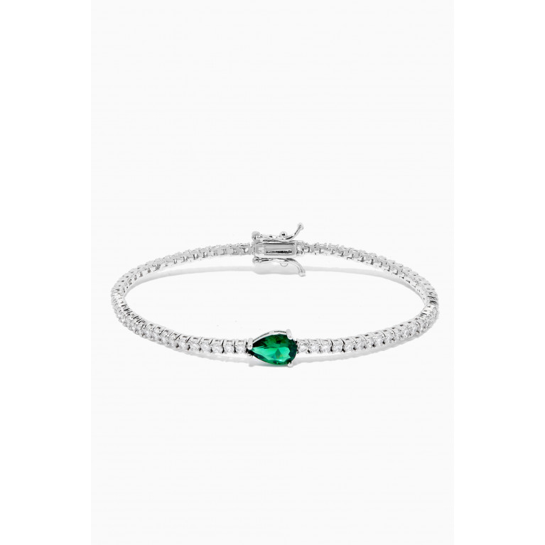 CZ by Kenneth Jay Lane - Pear Emerald Tennis Bracelet Green