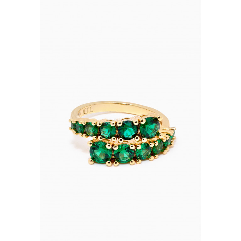 CZ by Kenneth Jay Lane - Graduated Round CZ Bypass Ring Green