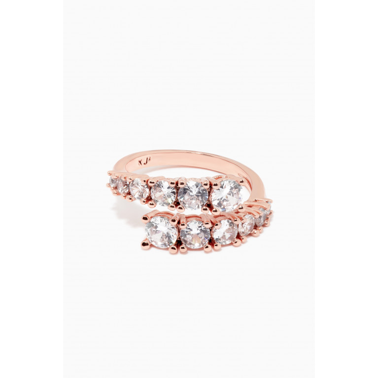 CZ by Kenneth Jay Lane - Graduated Round CZ Bypass Ring Rose Gold