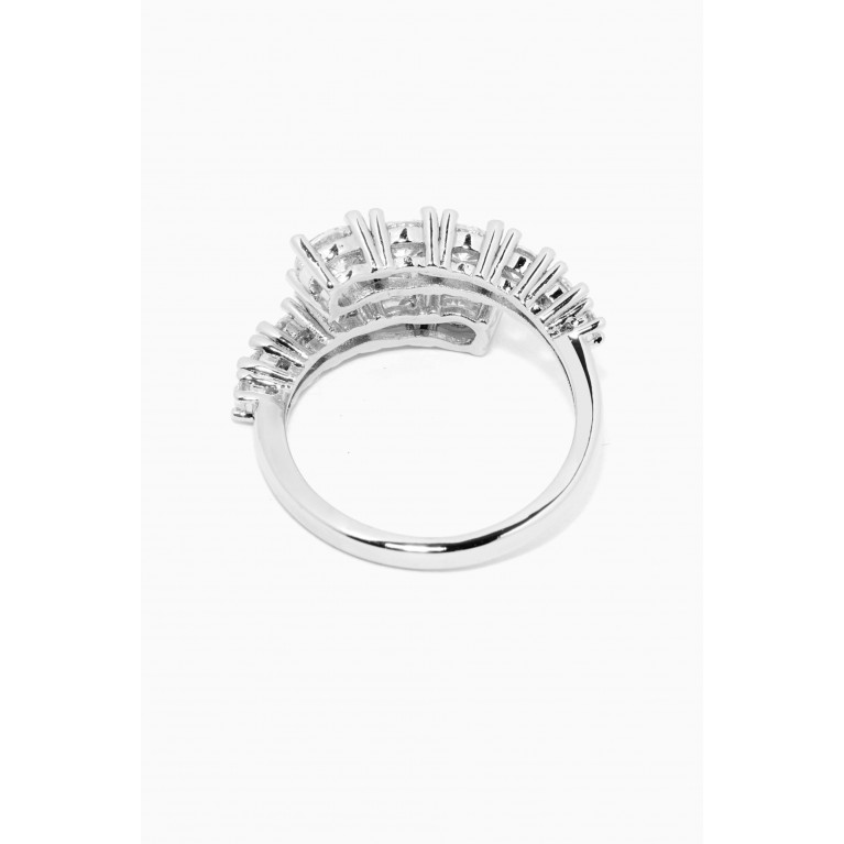 CZ by Kenneth Jay Lane - Graduated Round CZ Bypass Ring Silver