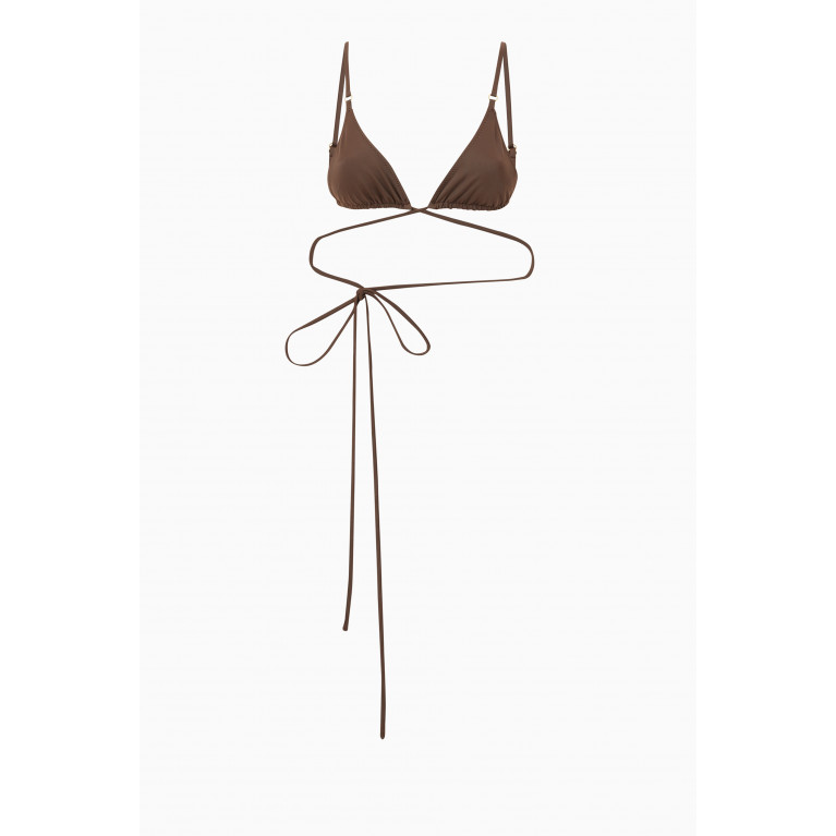 Palm Swimwear - Talise Tie String Bikini Top Brown