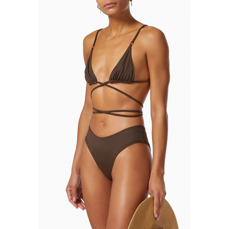 Palm Swimwear - Talise Tie String Bikini Top Brown