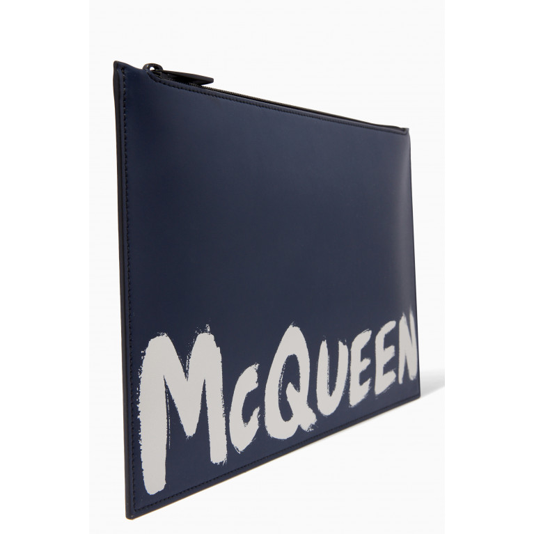 Alexander McQueen - Graffiti Logo Zip Pouch in Leather