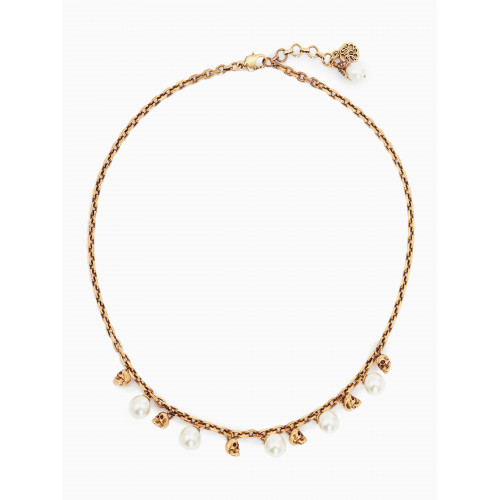 Alexander McQueen - Pearly Skull Necklace in Brass