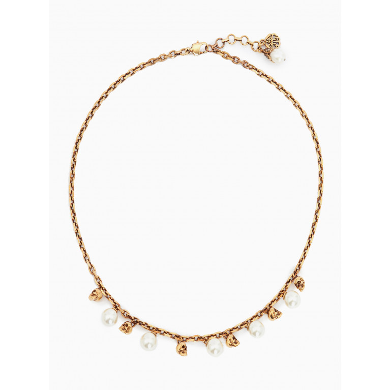 Alexander McQueen - Pearly Skull Necklace in Brass