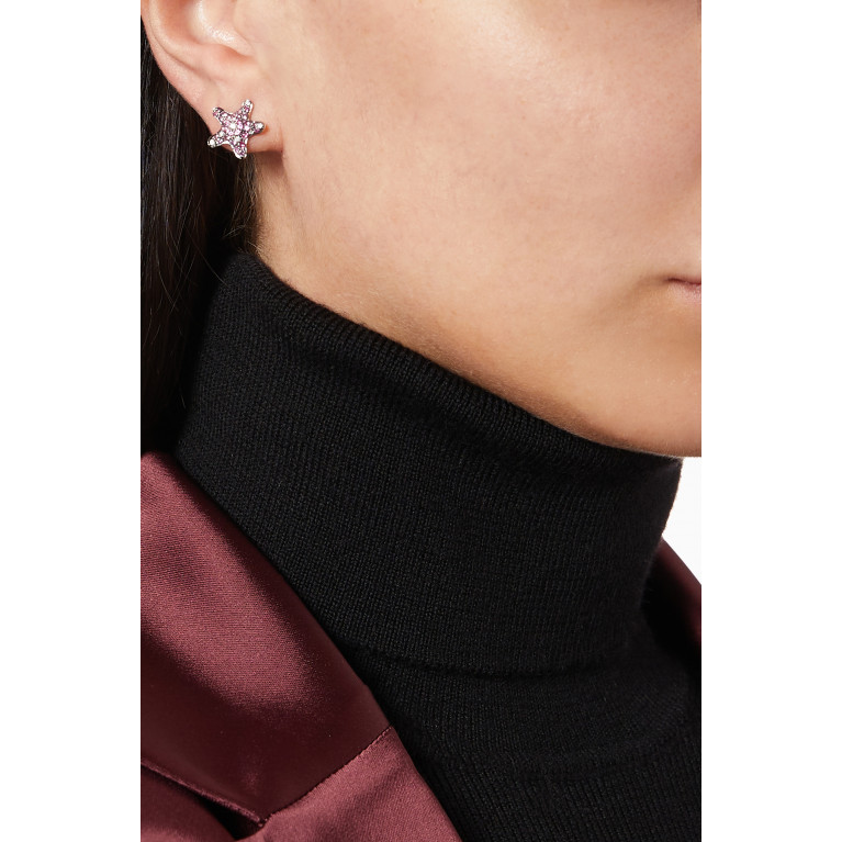 NASS - Starfish Pavé Diamond Stud Earrings in 14kt Yellow Gold Pink