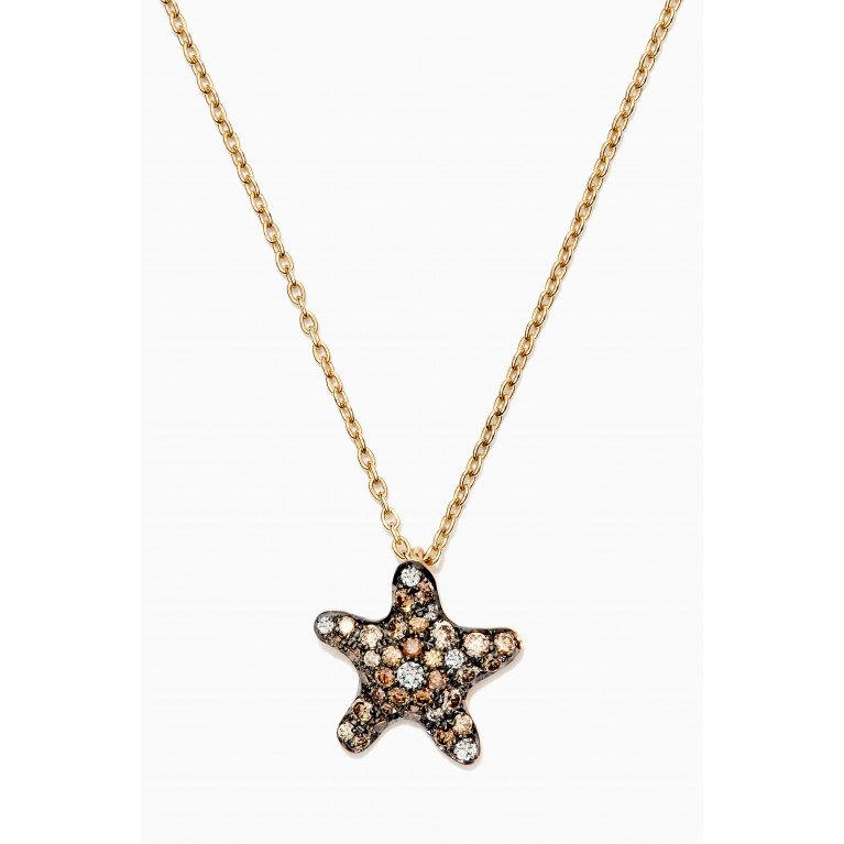 NASS - Starfish Pavé Diamond Pendant in 14kt Yellow Gold Brown
