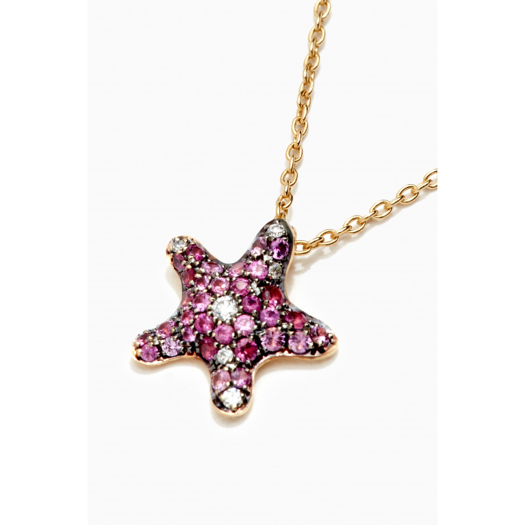 NASS - Starfish Pavé Diamond Pendant in 14kt Yellow Gold Pink