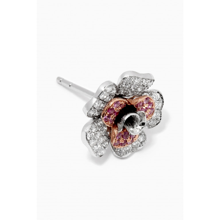 NASS - Rosebud Pavé Diamond & Pink Sapphire Stud Earrings in 14kt White Gold