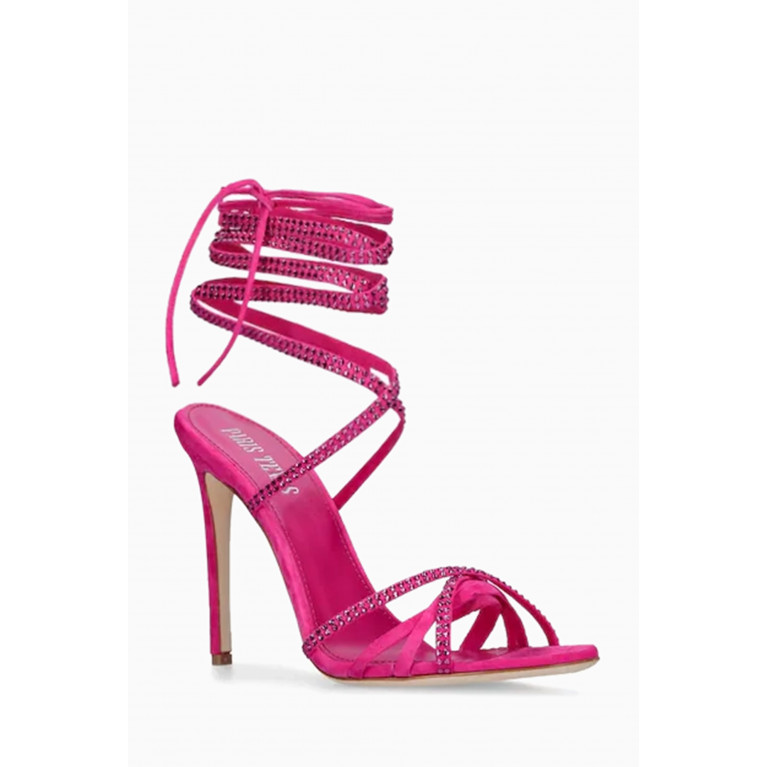 Paris Texas - Holly Nicole Sandals in Crystal Suede Pink