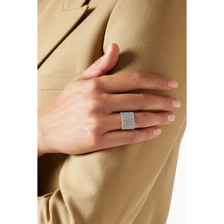 NASS - Yarn Mesh Ring in 14kt White Gold & Silk Silver