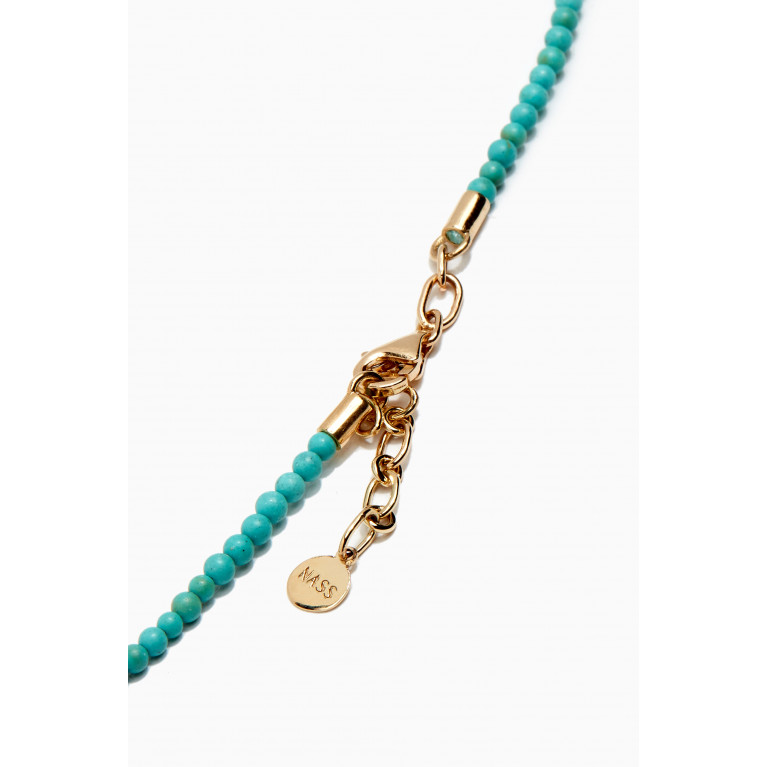 NASS - Beaded Pendant Necklace in 14kt Yellow Gold Blue