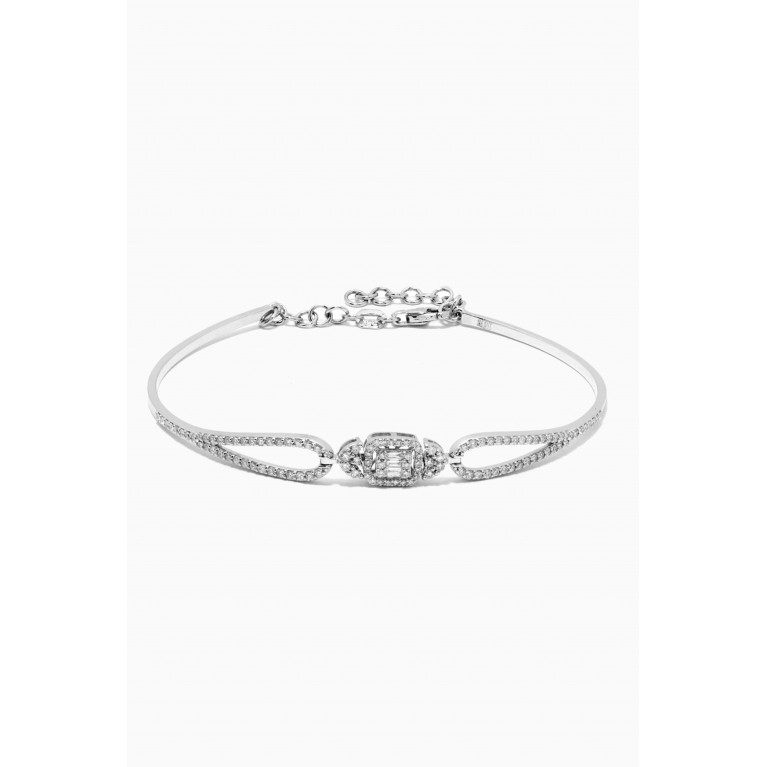 NASS - Floral Diamond Motif Pavé Band Bracelet in 14kt White Gold