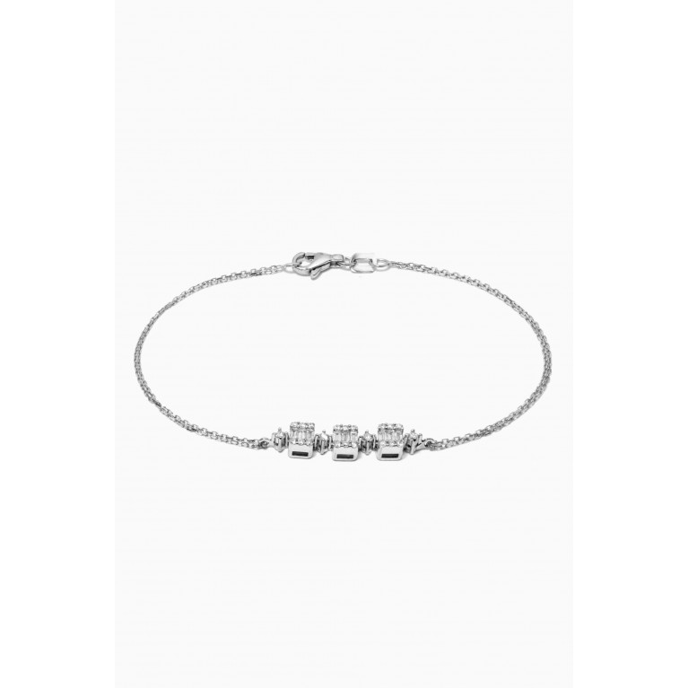 NASS - Triple Diamond Motif with Double Chain Bracelet in 14kt White Gold