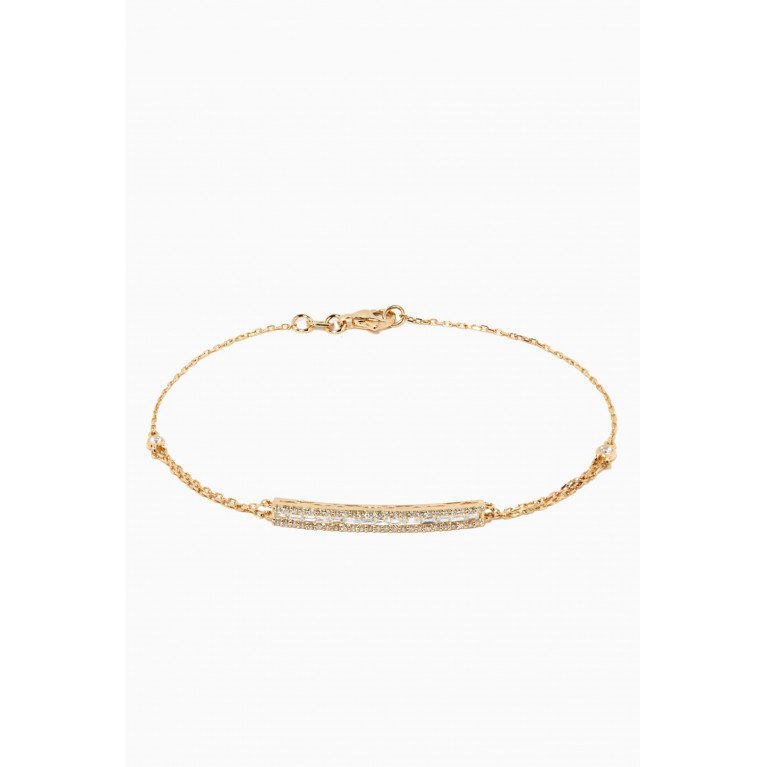 NASS - Diamond Plaque Double Chain Bracelet in 14kt Yellow Gold Yellow