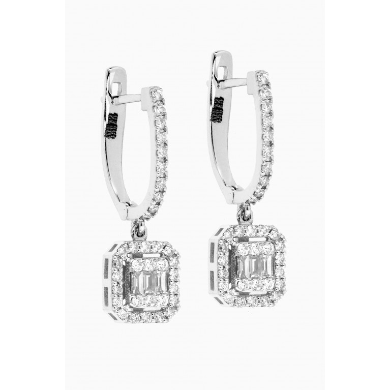 NASS - Mystery Set Framed Huggie Diamond Earrings in 14kt White Gold