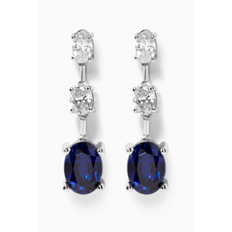 NASS - Diamond & Sapphire Pendant Earrings in 14kt White Gold