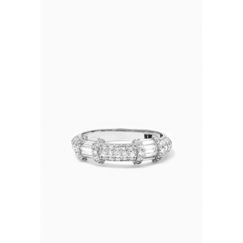 NASS - Half Round Pavé & Channel Set Ring in 14kt White Gold Silver