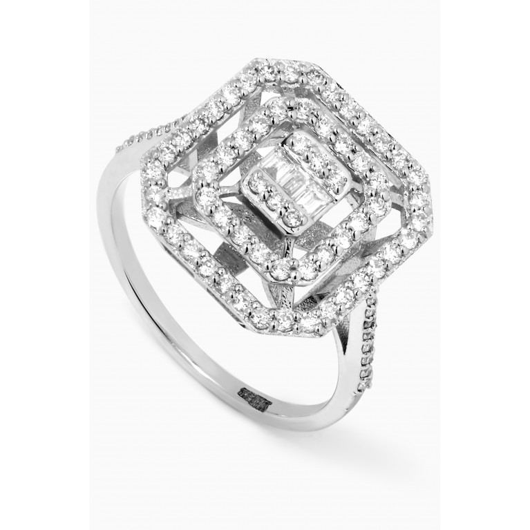 NASS - Mystery Set Double Frame Diamond Ring in 14kt White Gold