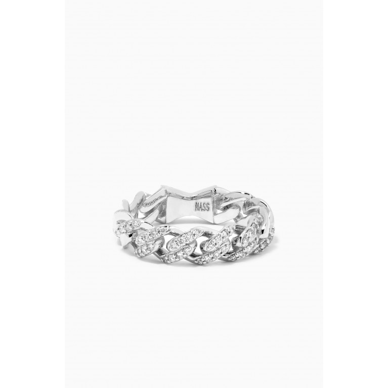 NASS - Pavé Diamond Chain Band Ring in 14kt White Gold Silver