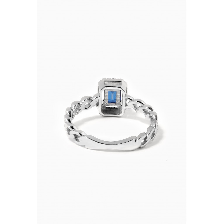 NASS - Chain Band Sapphire & Diamond Ring in 14kt White Gold