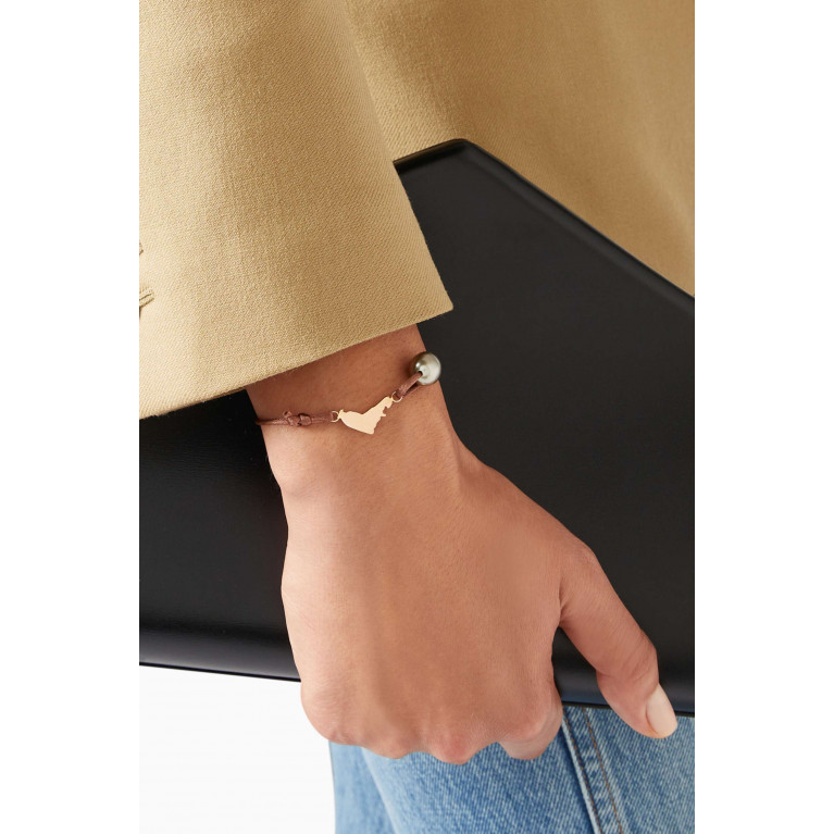 Robert Wan - Wan Design Pearl Bracelet with UAE Map Charm in 18kt Yellow Gold Rose Gold