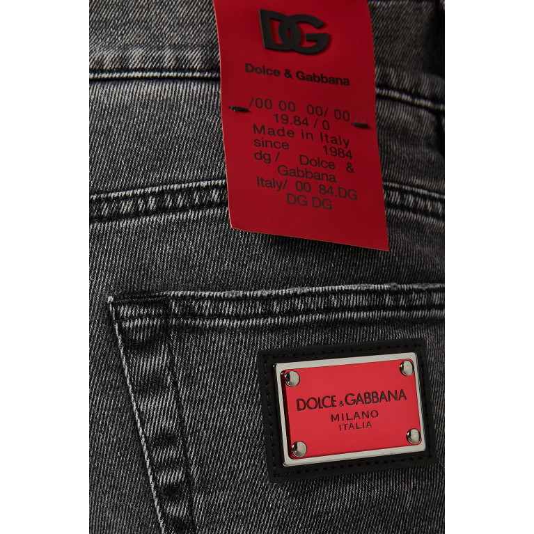 Dolce & Gabbana - Metal Plate & Patch Skinny Jeans in Stretch Cotton